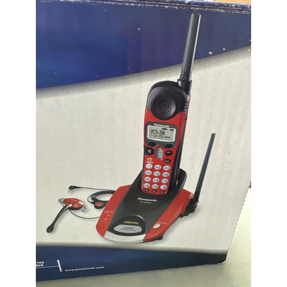 Panasonic KX-TG2216RV Red Digital Cordless phone, call waiting, call ID SKU 3660